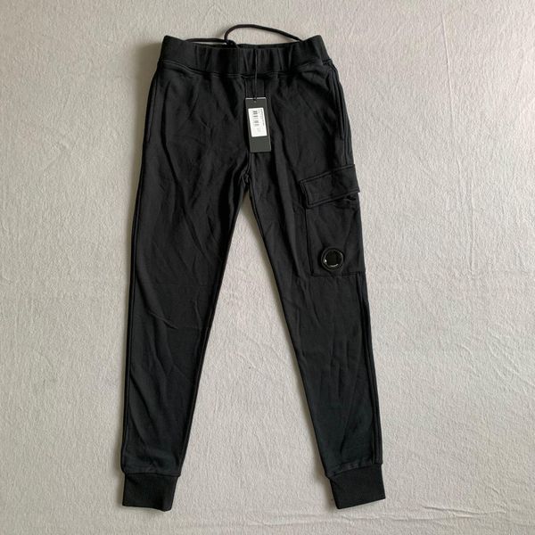 

cp casual cotton pants elastic waist brand sweatpants diagonal fleece lens pocket pants, Black