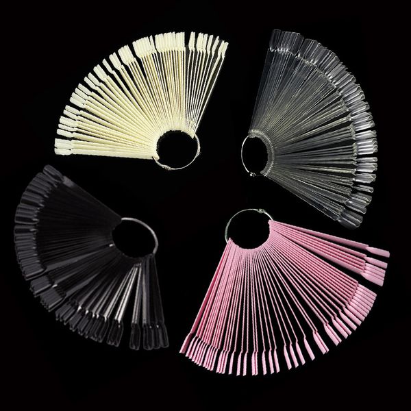 

50pcs false nail tips polish palette nail art practice fan color sticker display press on nails showing shelf manicure tool