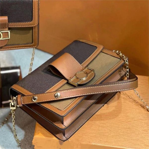 

mini dauphine handbags shoulder bags monogram reverse canvas with cow leather trim lady fashion handbag genuine leather classic saddle bag m