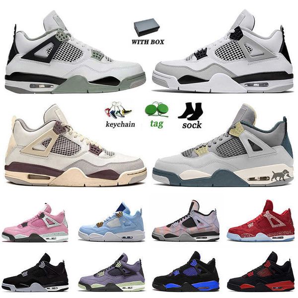 

basketball shoes women sneakers with box sea craft jumpman 4s sail white military black cat royal red thunder unc bred infrared mens j4s