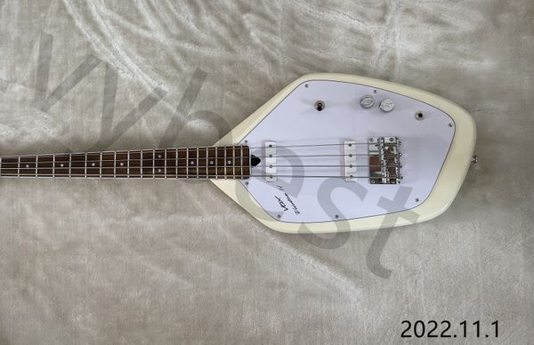 

lvyelectric 4 strings bass guitar maple neck rosewood fingerboard white dots inlay cream color body 3 pots