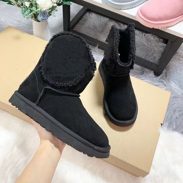 

fashion boots channel casual women luxury design winter warm heel snow leather thick soled sock boots 03-- 02, Black