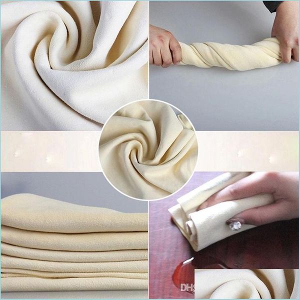 

towel 1x car natural drying chamois washing cleaning towel genuine leather shammy sponge cloth sheepskin absorbent 45x50cm drop deli dhqpt