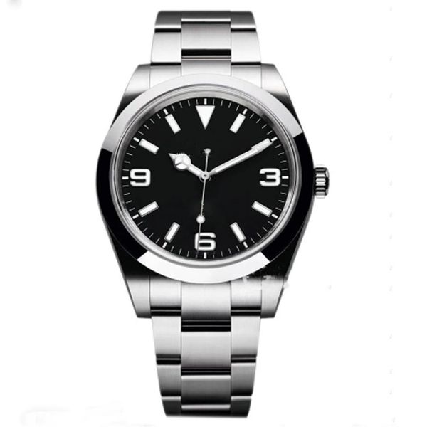 

new automatic mechanical mens sports watch black white number dial sapphire glass watches stainless steel explorer male wristwatch339s, Slivery;brown