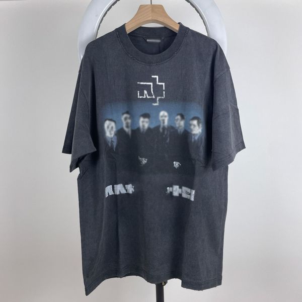 

men's t-shirts loose fitting short sleeve t-shirt washed and worn, White;black