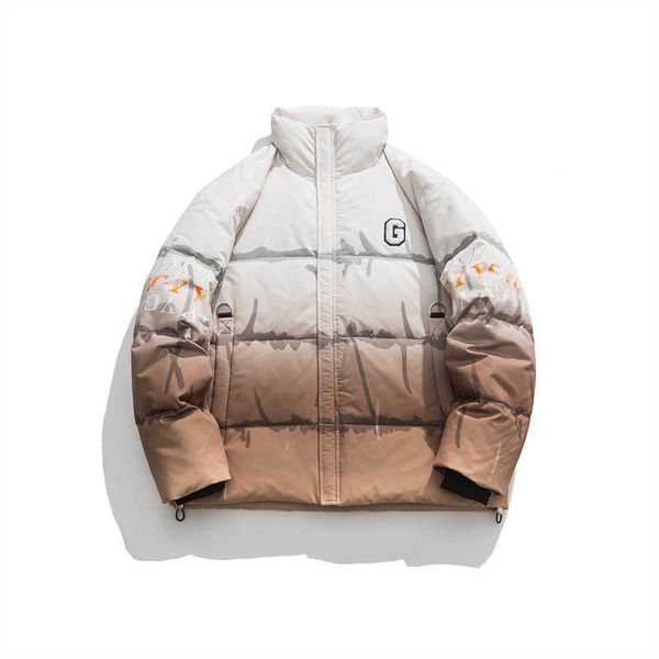 

men's wear winter fashion gradient hip hop stand collar men duck down coat, Black