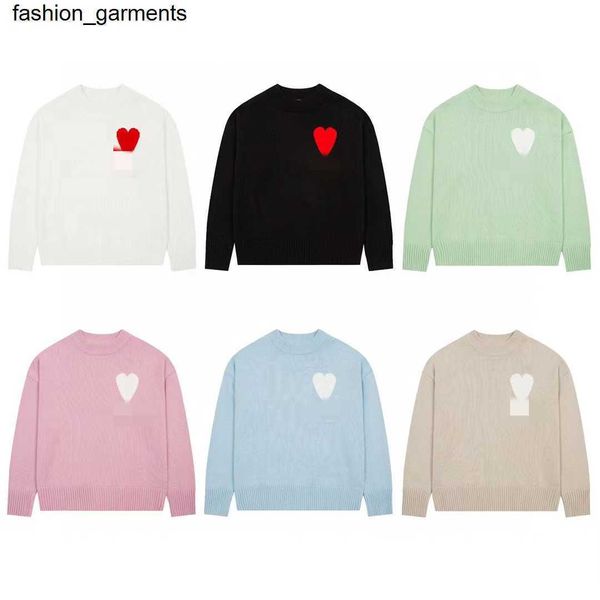 

women's sweaters autumn designer amis macaron sweater crew neck letter love jacquard couple wool blended peach heart, White;black