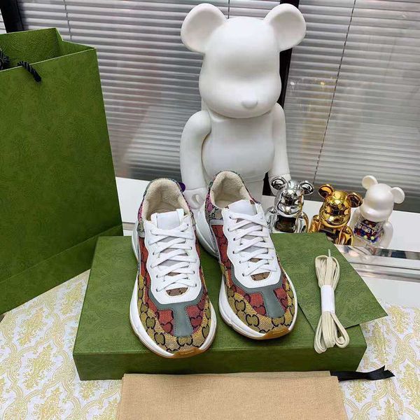 

sneaker wholesale high-quality rhyton heighten casual shoes heavy sports milan runway fashion women's shoe flat strawberry, Black