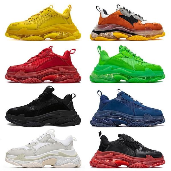 

boot fashion mens womens casual dad shoes neon green triple s sneakers tripler black pink crystal clear sole bottom paris balencaigaity koa