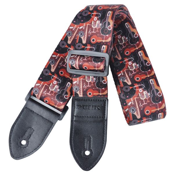 

adjustable soft polyester leather ends guitar strap for electric acoustic guitar bass