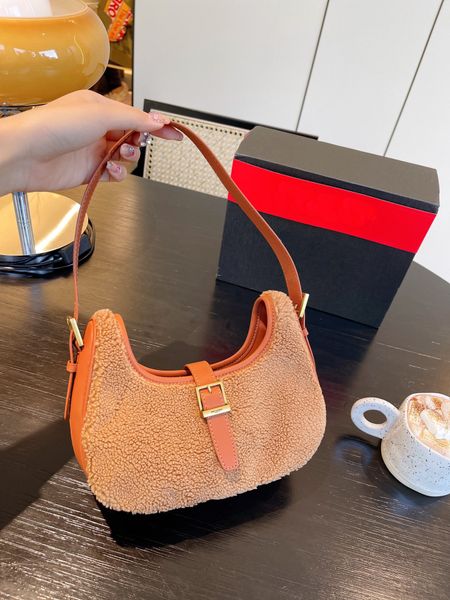 

women le fermoir hobos bag underarm totes 22ss winter shearling fur designer shoulder cross body handbag magnetic buckle flap shopping purse