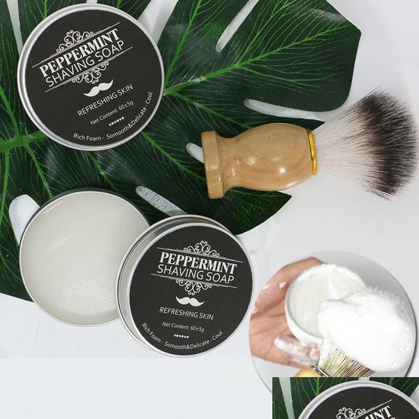 

handmade soap 60g mint scent mens shaving soap aluminum boxed foam rich gentle not stimating handmade shave beard cream drop deliver dhrgy