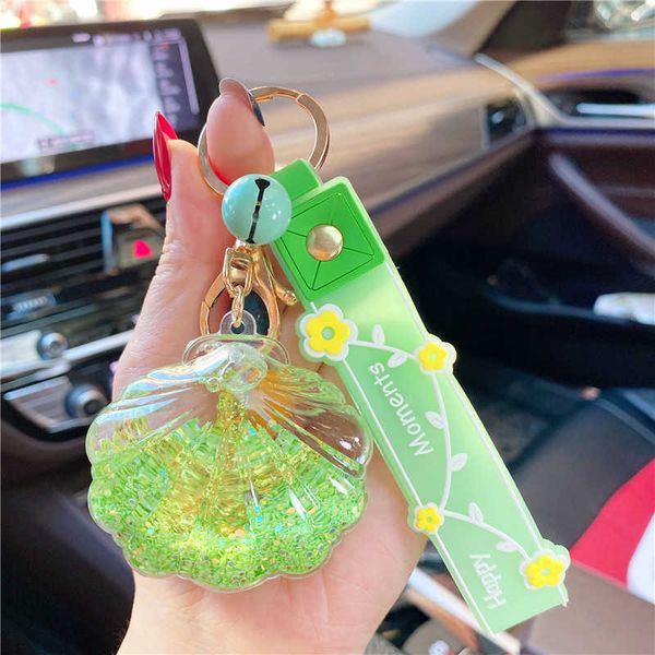 

keychains creative ins starfish floating bottle acrylic into oil quicksand car keyring student backpack small gift pendant cartoon chain pvc, Silver