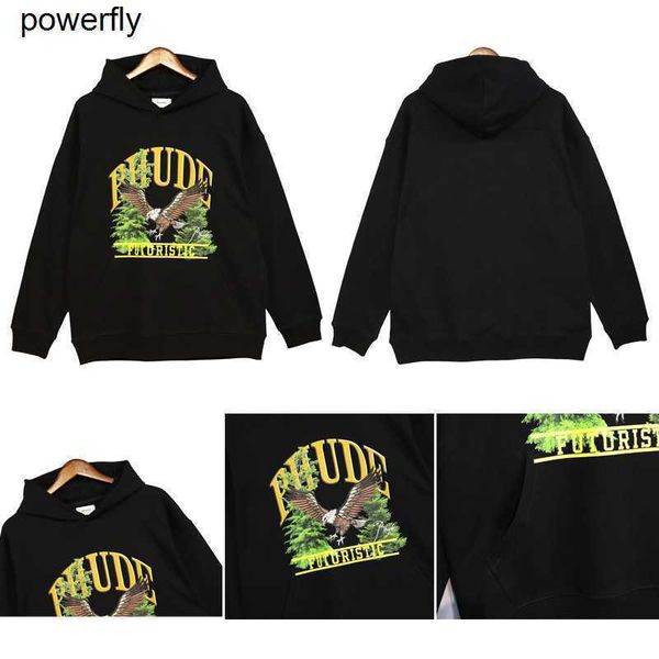 

men's hoodies designer sweatshirts rhude hoodie loose terry letter printed fashion streetwear hoodie, Black