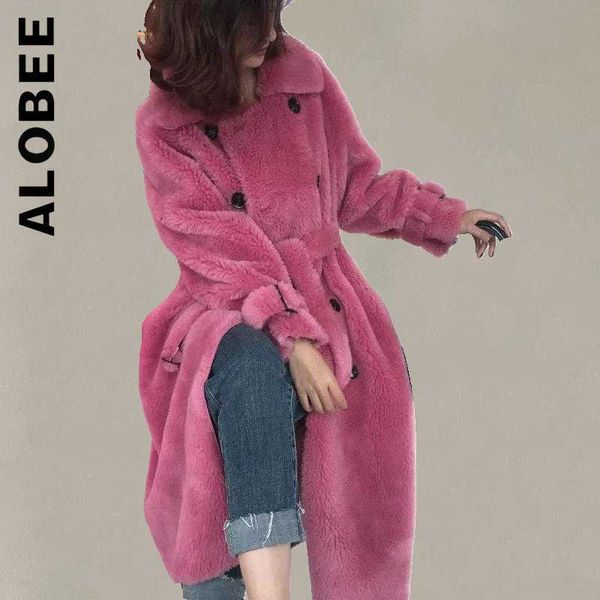 

women's fur faux fur bee winter elegant jacket women faux coats korean style laisure coats loose coat simple parkas new arrival coats w, Black