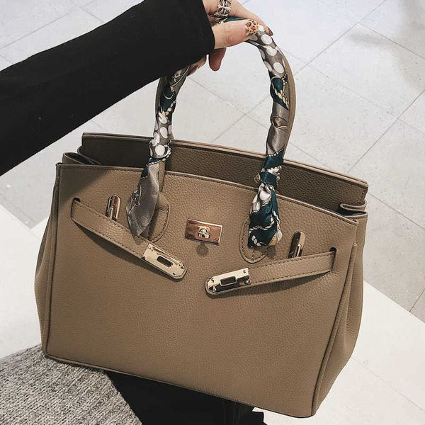 

h bag fashion bag birkins leather h erme handbags 2022 new fashion lychee pattern single shoulder women hand slung commuter