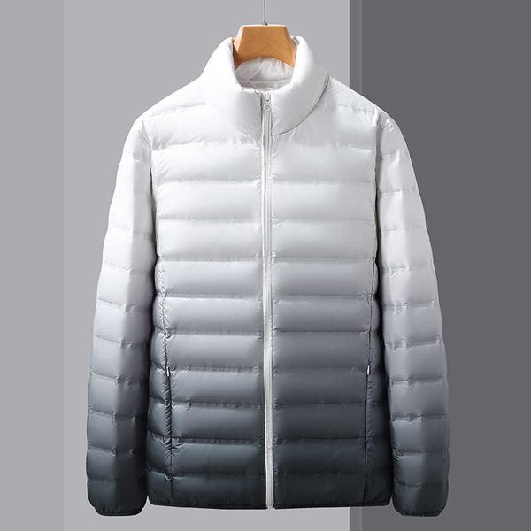 

winter new men's short hooded coat trendy brand solid color 60 white duck down warm jacket, Black