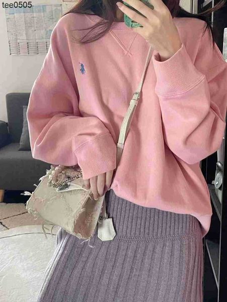 

early autumn rls hoodies war horse classic embroidery pony round neck fleece sweater loose undercoat couple coat, Black
