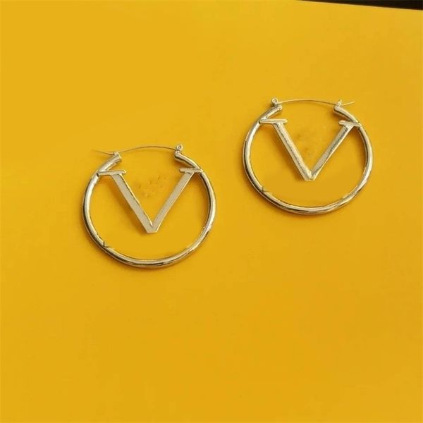

earrings designer women ear stud luxury huggie earring fashion dangle large circle lady gift silver plated female simple accessories dangle, Golden;silver