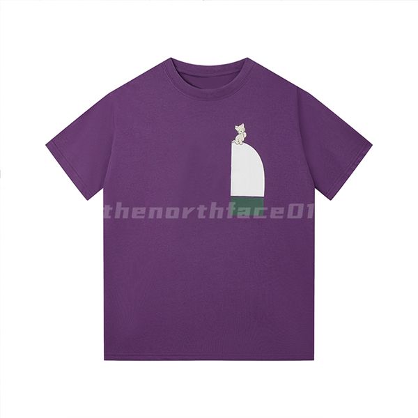 

luxury fashion brand mens t shirt cat letter print round neck short sleeve summer casual t-shirt black white purple green asian size s-2xl, White;black