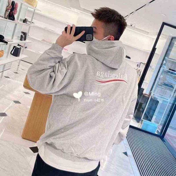 

hoodies balencigas designer classic trendy cola embroidered oversized hoodie, Black