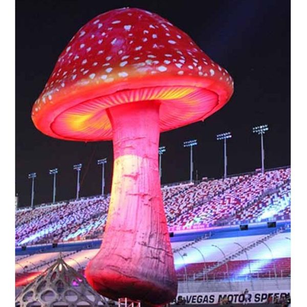 

customized double red giant inflatable mushroom with led and blower for outside christmas party stage event decorations