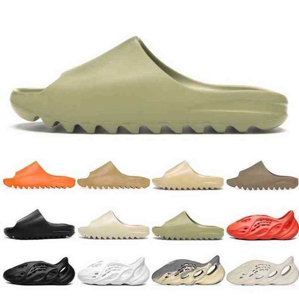 

kanyes fashion slides sandals yeesys slip-on bone slide foam men women enflame orange royal blue sandal desert sand resin moon earth brown, Black