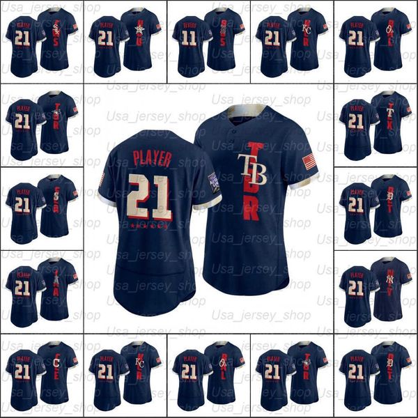 

custom 2021 all star game navy flexbase baseball authentic jerseys double stitched embroidery men women youth ii, Blue;black