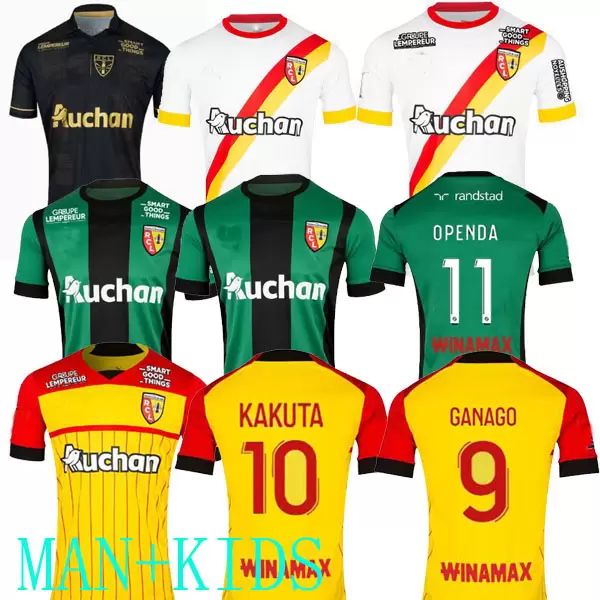 

2022 rc lens third away maillot soccer jerseys 22 23 kakuta openda 11 ganago sotoca fofana gradit fortes football shirts 2023 kids home buks, Black;yellow