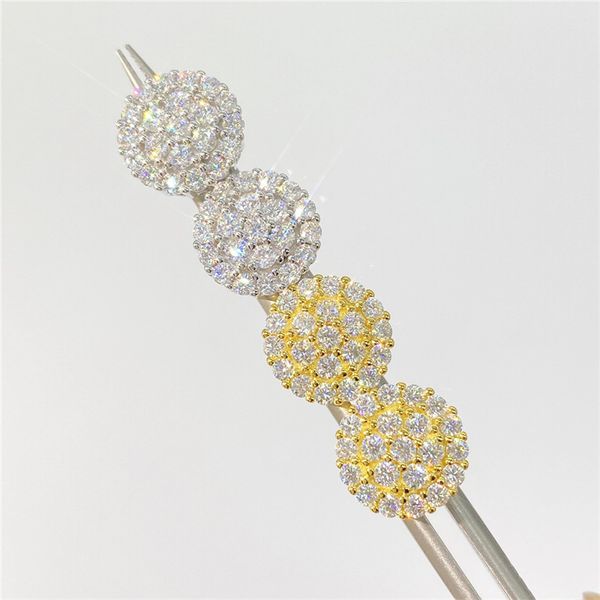 

men women fashion bling jewelry 925 sterling silver gold plated moissanite stones studs earrings nice gift, Golden;silver