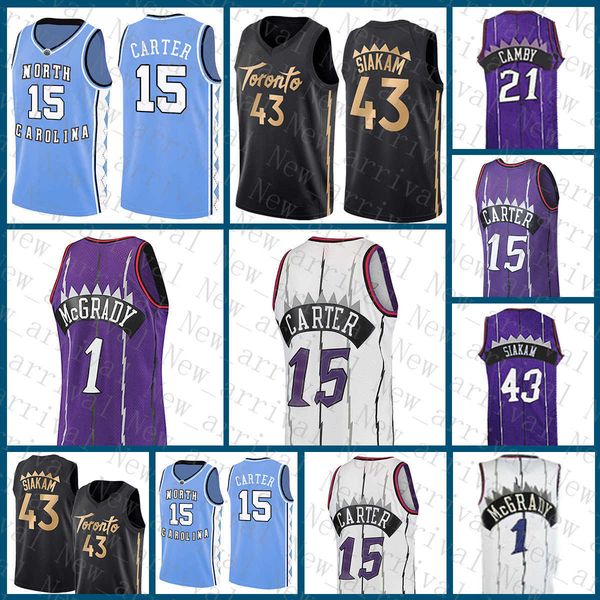 

torontos raptores 1 21 vince carter pascal siakam basketball jersey 15 43 tracy mcgrady marcus camby 119, Black;red