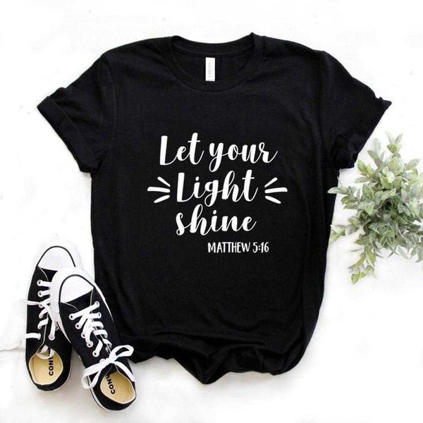 

let your light t shirt print women casual funny lady yong girl tee 6 color p709, White