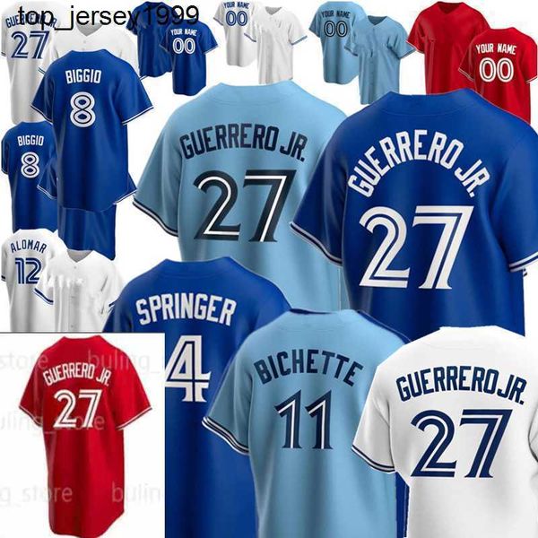 

11 bo bichette 27 vladimir guerrero jr 4 george springer custom baseball jerseys nate pearson cavan biggio randal grichuk joe carter, Blue;black
