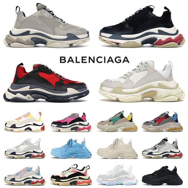 

triple s mens womens luxury brand designer shoes oversized fashion white black grey pink christians red-bottoms casual sports sneakers o
