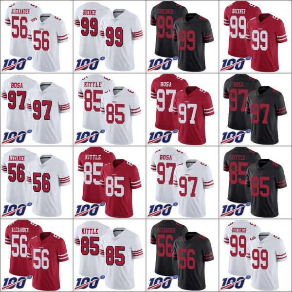 

college wear jersey san francisco''49ers''men 85 george kittle 56 kwon alexander 97 nick bosa 99 deforest buckner'&, Black