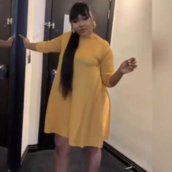 

summer women's half high neck loose pleated solid dress, Black;gray