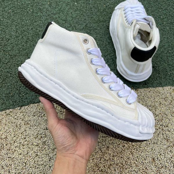 

heighten deformation men women running shoes cashew flower nigel cabourn maison mihara yasuhiro canvas triple s platform casual shoe, Black;white