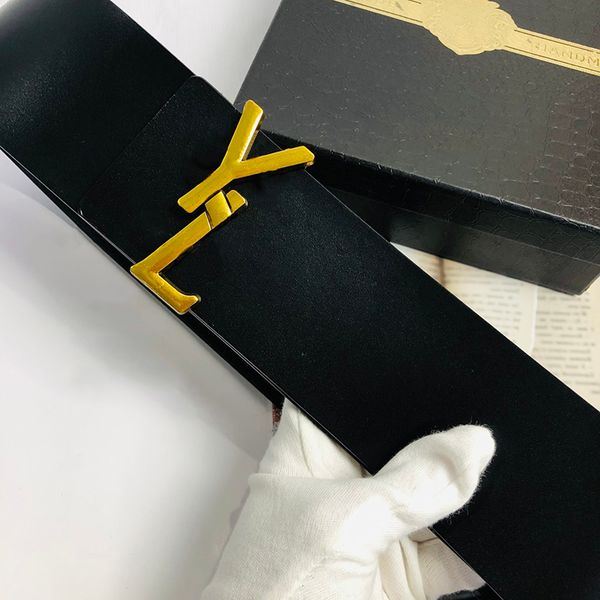 

luxury designer belts extra wide 7cm belt for women designer classic solid color gold letters of buckle men width beltss 7 styles size 95-12, Black;brown