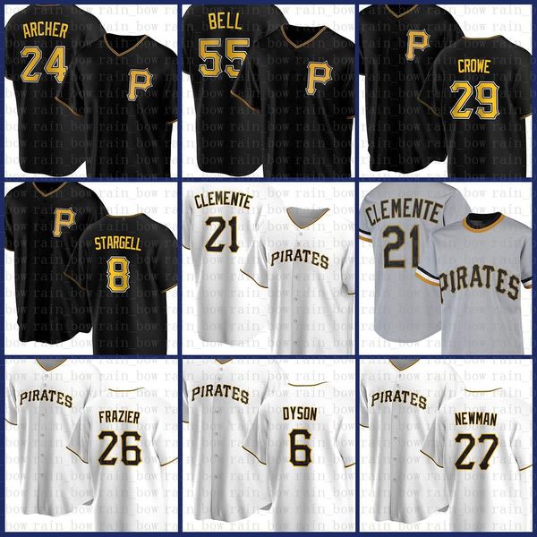 

college wear college wear 21 roberto clemente baseball jersey pittsburgh custom pirates 8 willie stargell 55 josh bell starling marte chris, Black