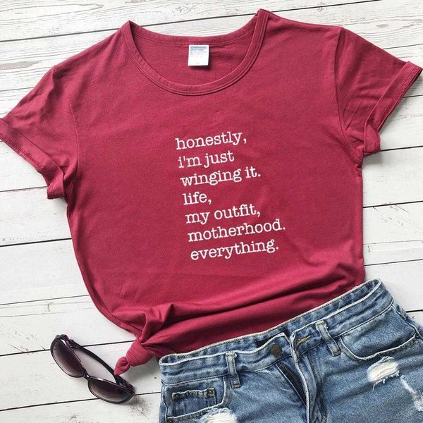 

im just winging it quotes mother t-shirt mom life tee shirt mothers day gifts, White