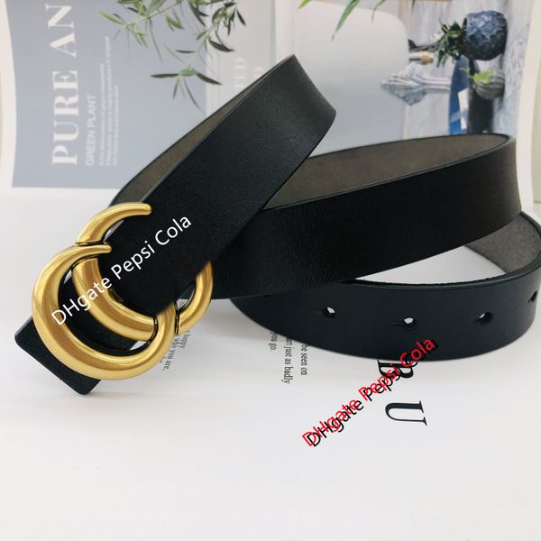 

luxury fashion designer men's women's belts gold double letter brass gold buckle belt pure leather 3.0cm with box dustproof cloth, Black;brown