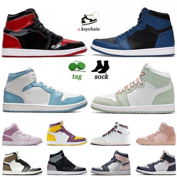 

basketball shoes sneakers dark marina blue mid diamond shorts patent bred unc jumpman 1 high 1s men women rebellionaire a ma maniere s