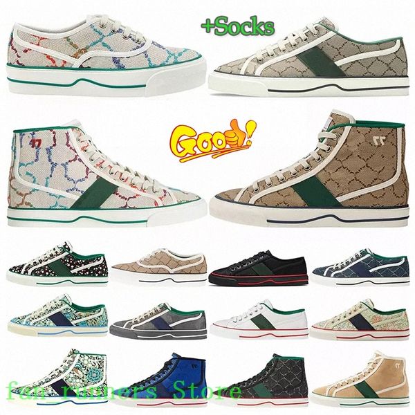 

fashion designer tennis 1977 casual shoes for men women platform letters florals low canvas denim ebony red green brown sneakers trainers, Black