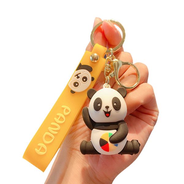 

fashion keychainskeychains lanyards panda metal ring-panda pendant creative pvc cartoon year gift for men women funny, Silver