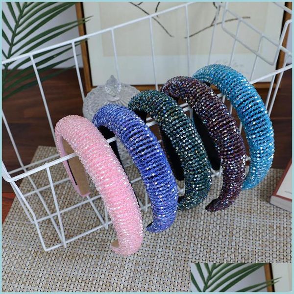 

hair band fl crystal hair bands for women lady luxury shiny padded diamond headband hoop fashion accessories drop delivery 2022 produ dh7mb, Black;brown