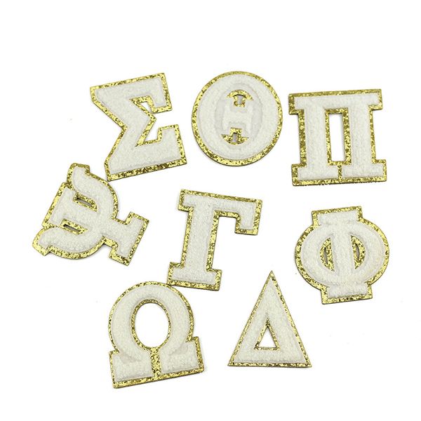 

notions self adhesive chenille patches greek letter embroidered patch white repair applique sticker for clothing shoes backpack diy mobile p, Black