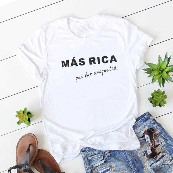 

richer than croquettes funny t-shirts women summer clothes hipster, White