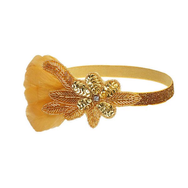 

feather flapper headbands vintage silver rhinestone elastic hair jewelry boho accessories with floral