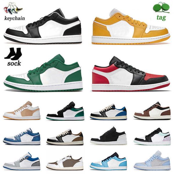 

2022 jumpman 1 low mens women og basketball shoes with socks black toe pollen pine green dark mocha aluminum unc ts x diamond
