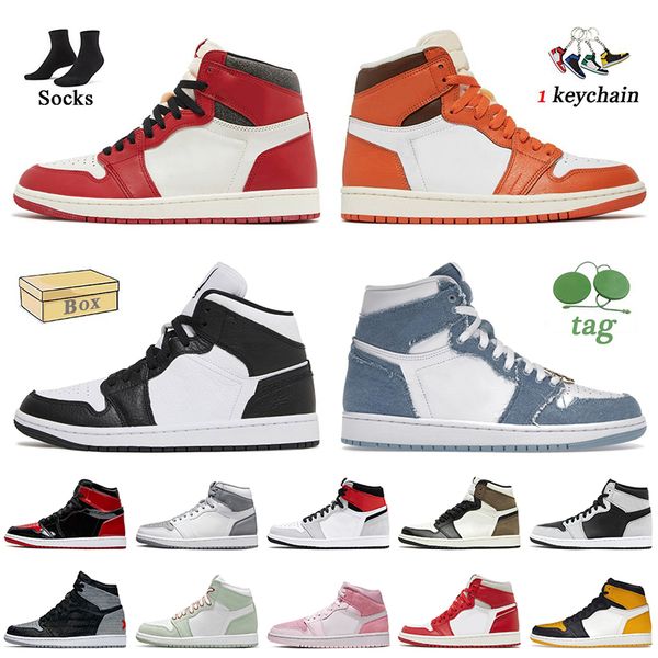 

women mens jumpman 1 basketball shoes starfish 1s high og lost and found mid homage denim stealth taxi yellow toe patent bred dark mocha spo